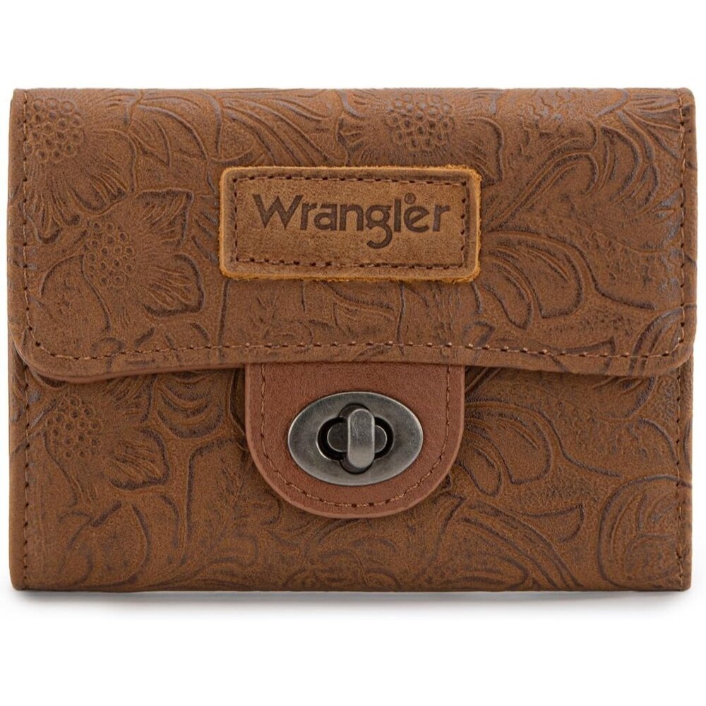 Compact Brown RFID Wallet for Women - Trifold Mini Wallet with Coin Pocket